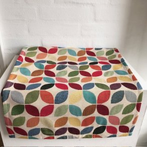 Bordl�ber i farvestr�lende gobelin med motiv med blade