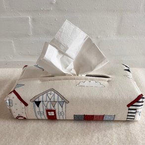 Kleenex holder, kleenex skjuler i bomuld med motiver af sm� badehuse.