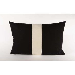 Designpude i l�kker uld sort med hvid stribe