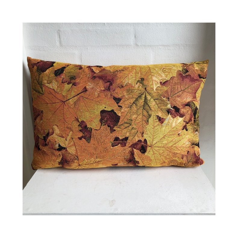 Pude , sofapude , designpude i gobelin i gyldne farver.