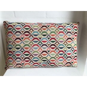 Pude/ sofapude /designpude i farvestr�lende gobelin med stribet retrom�nster.