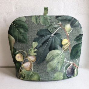 Tehtte i bomuldsstof i grnne farver med motiver af figner.