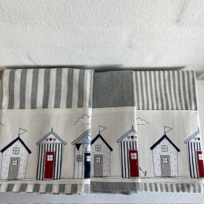 Viskestykker i bomuld i farverne lys gr og offwhite. 3 stk.